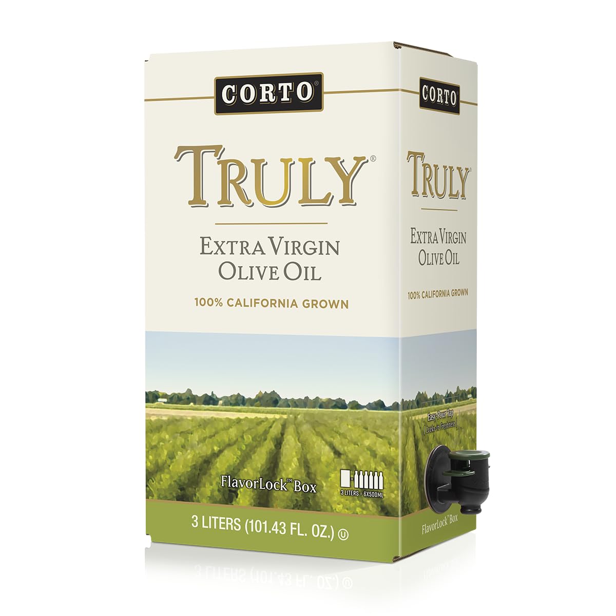 Corto TRULY Extra Virgin Olive Oil, 3 L Bag-in-Box — Arbequina, Arbosana, Koroneiki from California, Central Valley
