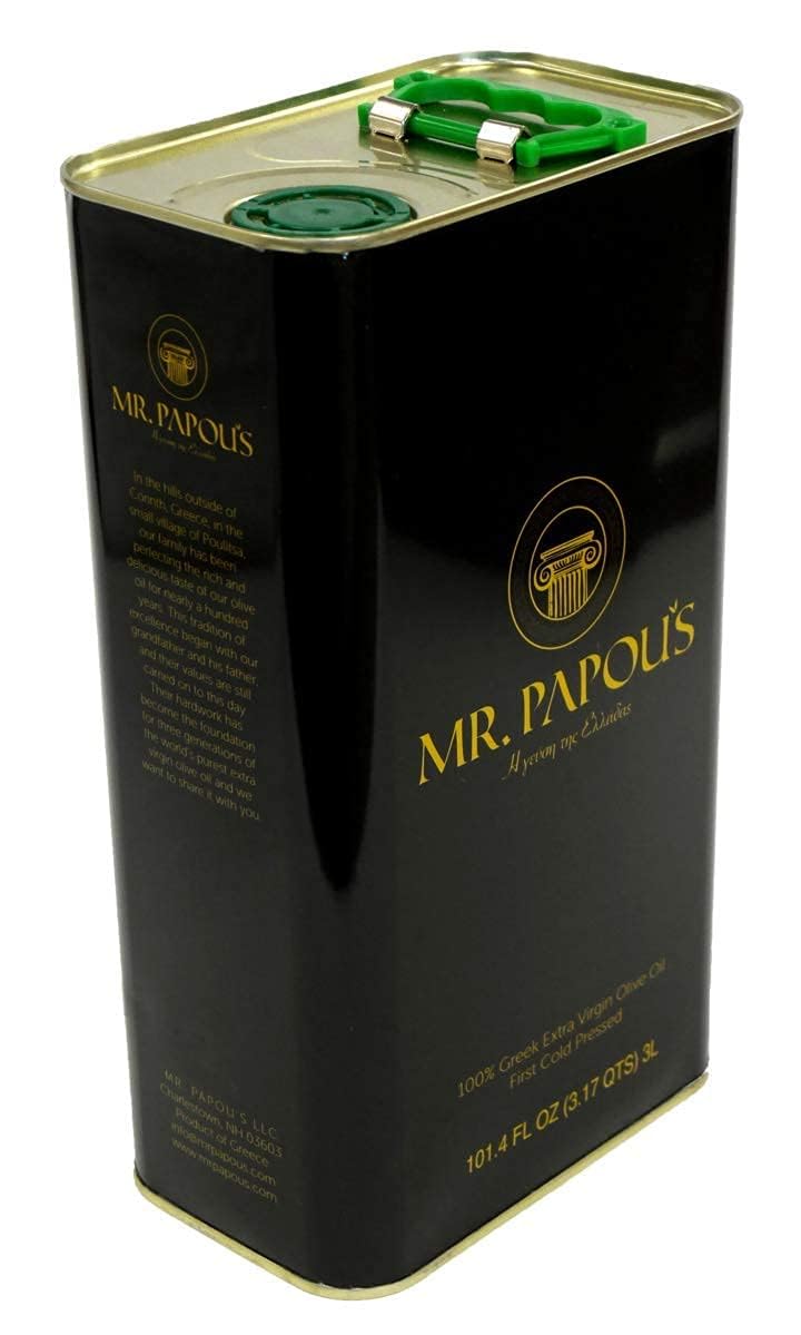 Mr. Papou's Authentic Greek Extra Virgin Olive Oil, 3 L — Koroneiki from Corinth, Peloponnese