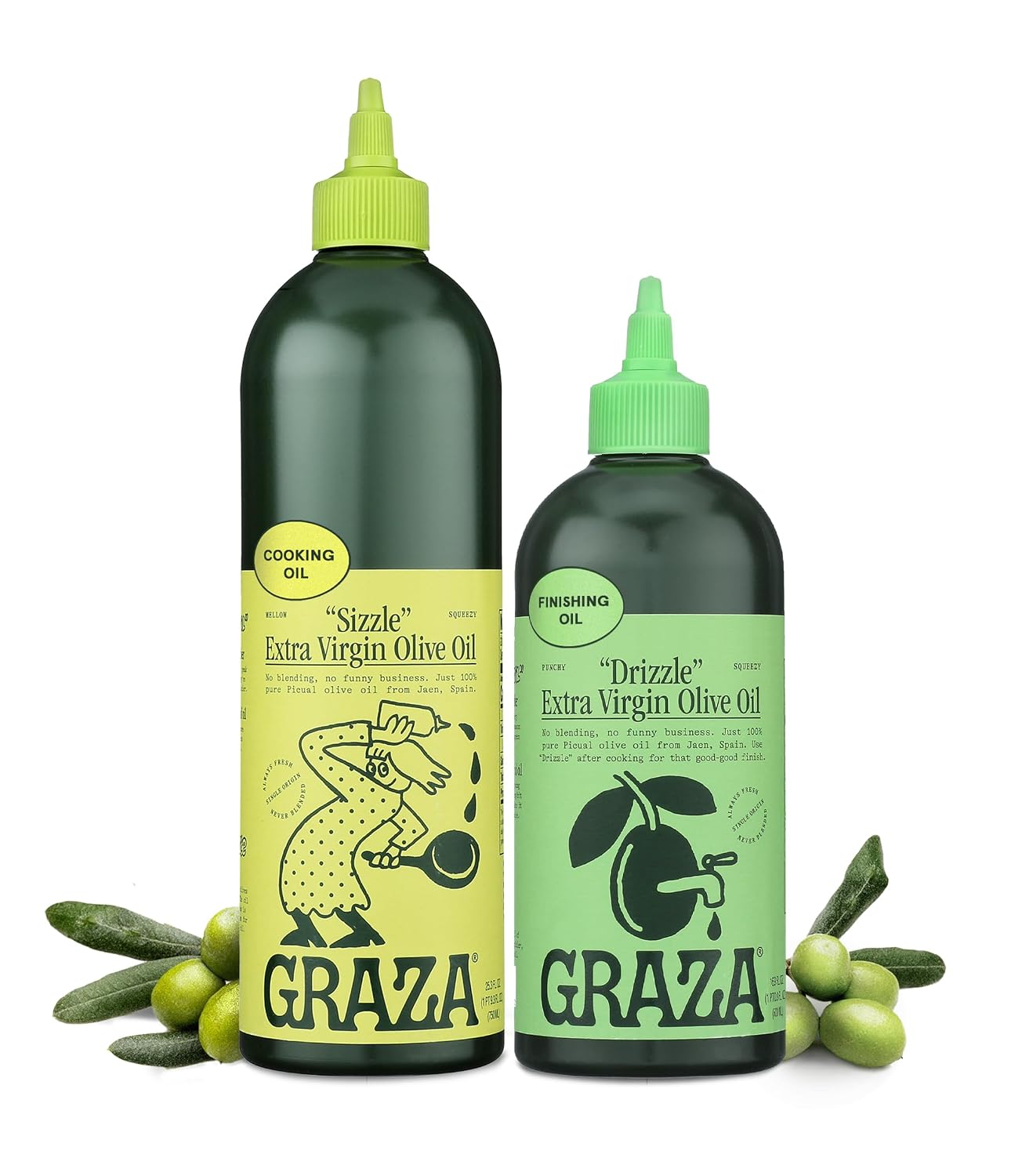 Graza Extra Virgin Olive Oil Variety Pack — Sizzle & Drizzle — Picual from Andalusia