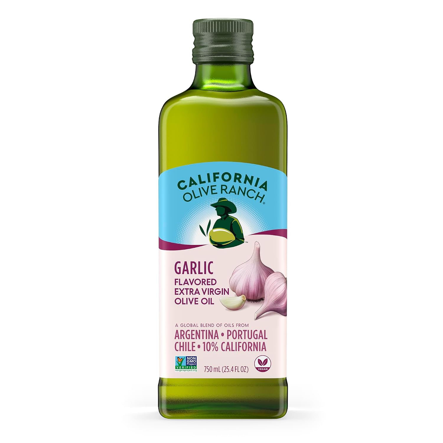 California Olive Ranch Garlic Flavored Extra Virgin Olive Oil, 750mL (Pack of 6) — Global blend from California-led global blend (Argentina, Portugal, Chile, 10% California)