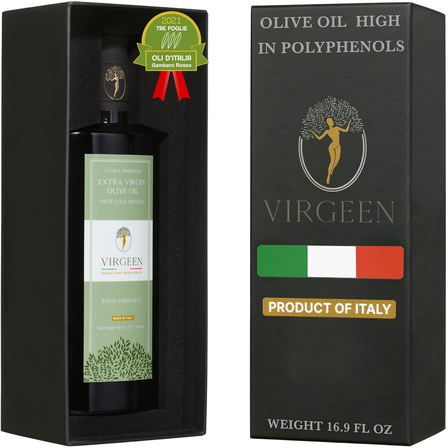 Virgeen N°1 Drinking Extra Virgin Olive Oil, Italian High Polyphenol (522 mg/kg) — Coratina from Puglia